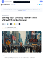 BOFmag USDT Giveaway Nears Deadline Without Official Confirmation: Guest Post by Cryptocurrency Press | CoinMarketCap