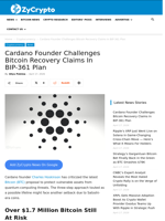 Cardano Founder Challenges Bitcoin Recovery Claims In BIP-361 Plan ⋆ ZyCrypto