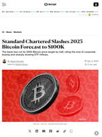Standard Chartered Slashes 2025 Bitcoin Forecast to $100K - Decrypt