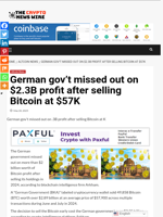German gov’t missed out on $2.3B profit after selling Bitcoin at $57K - The Crypto News Wire