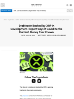 Stablecoin Backed by XRP in Development, Expert Says It Could Be the Hardest Money Ever Known