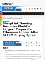 SharpLink Gaming Becomes World’s Largest Corporate Ethereum Holder After $213M Buying Spree - The Crypto News Wire