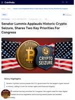 Senator Lummis Applauds Historic Crypto Seizure, Shares Two Key Priorities For Congress