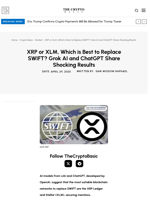XRP or XLM, Which is Best to Replace SWIFT? Grok AI and ChatGPT Share Shocking Results