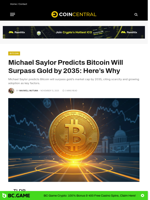 Michael Saylor Predicts Bitcoin Will Surpass Gold by 2035: Here's Why - CoinCentral