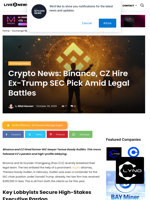 Crypto News: Binance, CZ Hire Ex-Trump SEC Pick Amid Legal Battles | Live Bitcoin News