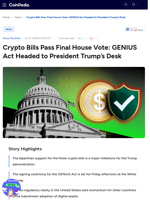 Crypto Bills Pass Final House Vote: GENIUS Act Headed to Trump