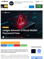 Ledger Reveals Critical Wallet Password Flaw | Live Bitcoin News