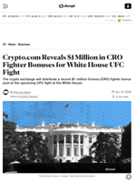 Crypto.com Reveals $1 Million in CRO Fighter Bonuses for White House UFC Fight - Decrypt