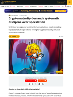 Crypto maturity demands systematic discipline over speculation