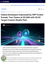 Solana Developers Impressed by XRP Tundra Presale: Two Tokens at $0.068 with $2.50 Target Creates Wealth Path