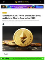 Ethereum (ETH) Price: Bulls Eye $2,000 as Buterin Charts Course for 2025 - CoinCentral