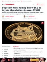 Dogecoin Risks Drop Below $0.2 as $758M Crypto Liquidated