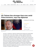 US-Taiwan ties stronger than ever amid China tensions, says top diplomat