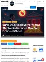 Bank of Korea Governor Warns Stablecoin Issuance May Spur Financial Chaos | Live Bitcoin News