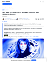 MELANIA Faces Decline as Team Sells Over 8% of Supply