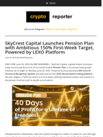 SkyCrest Capital Launches Pension Plan with Ambitious 150% First-Week Target, Powered by LEXO Platform