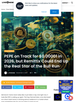 PEPE on Track for $0.00001 in 2026, but Remittix Could End Up the Real Star of the Bull Run | Live Bitcoin News