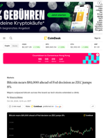 BTC, ETH price news: Bitcoin nears $81,000 ahead of Fed decision as ZEC jumps 8%
