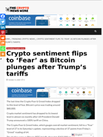 Crypto sentiment flips to ‘Fear’ as Bitcoin plunges after Trump’s tariffs - The Crypto News Wire