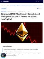 Ethereum (ETH) May Remain Consolidated Throughout 2025 if it Fails to Hit $3000. Here’s Why!