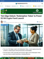  Debut of 'Redemption Token' to power $21M crypto fund launch.