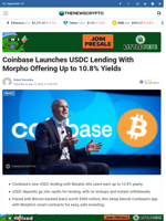 Coinbase Launches USDC Lending With Morpho Offering 10.8%