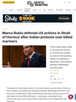 Marco Rubio defends US actions in Strait of Hormuz after Indian protests over killed mariners