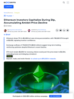 Ethereum Investors Accumulate As Price Falls Below $2,500