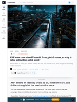 XRP’s use case should benefit from global stress, so why is price acting like a risk asset?