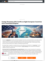 Trump Threatens 25% Tariffs on Eight European Countries Over Greenland Dispute - Brave New Coin