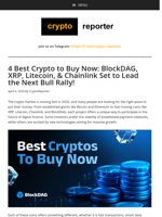 4 Best Crypto to Buy Now: BlockDAG, XRP, Litecoin, & Chainlink Set to Lead the Next Bull Rally!