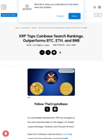 XRP Tops Coinbase Search Rankings, Outperforms BTC, ETH, and BNB