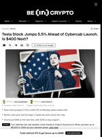 Tesla Stock Jumps 5.5% Ahead of Cybercab Launch. Is $400 Next?