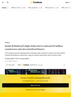 Inside Robinhood’s high-stakes bet to 'democratizing' its 10 million casual users onto blockchain finance