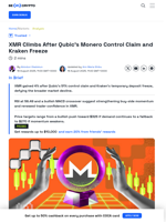 XMR Price Rises as Kraken Lifts Freeze and Traders Eye $325