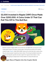 $2,000 Invested in Ripple (XRP) Once Made Over $200,000: 4 Coins Under $1 That Can Pull This Off In This Bull Run 