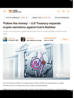 ‘Follow the money’ - U.S Treasury expands crypto sanctions against Iran's Nobitex - AMBCrypto