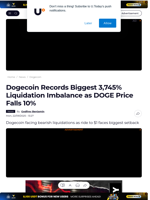 Dogecoin Records Biggest 3,745% Liquidation Imbalance as DOGE Price Falls 10% - U.Today
