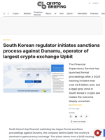 South Korean regulator initiates sanctions process against Dunamu, operator of largest crypto exchange Upbit