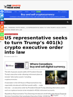 US representative seeks to turn Trump’s 401(k) crypto executive order into law - The Crypto News Wire