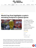 World Cup final highlights crypto's shrinking footprint in global sports