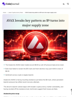 AVAX breaks key pattern as $9 turns into major supply zone - CoinJournal