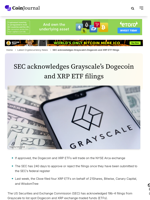 SEC acknowledges Grayscale's Dogecoin and XRP ETF filings - CoinJournal