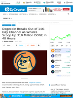 Dogecoin Breaks Out of 146-Day Channel as Whales Scoop Up 310 Million DOGE in 48 Hours ⋆ ZyCrypto
