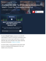 Trump’s $2,000 Tariff Dividend Stumbles On Math: Cost Far Exceeds Revenue  - Benzinga