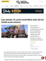 Iran details 14-point draft MOU with US for $24B asset release