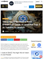 The Crypto Market’s Next Breakout? Ozak AI and the Top 3 AI Tokens to Watch | Live Bitcoin News