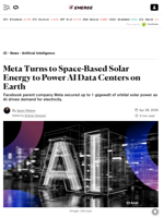 Meta Turns to Space-Based Solar Energy to Power AI Data Centers on Earth - Decrypt