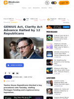 GENIUS Act, Clarity Act Advance Halted by 12 Republicans  – News Bytes Bitcoin News